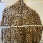 Belle Fare The Lenzen Rex Rabbit Fur Vest 0/S Wool Knit Fringe & Pockets Beige Tan Size undefined Photo 13