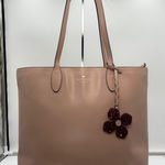 Kate Spade  New York Blush Pink Leather Tote Bag With Glitter Flower Charm Photo 0