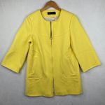 ZARA Yellow Round Neck Full Zip Tailored Coat 3/4 Length Sleeves Size Medium Photo 3
