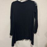 Milan Kiss New Black Long Blouse with sheer sleeve stripe size small Photo 2