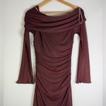 Princess Polly  Women’s Burgundy Mesh Ruched Bodycon Maxi Dress Stretchy Sz 4 Photo 3