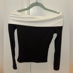 SheIn Off-the-Shoulder Black & White Color Block Sweater Photo 3