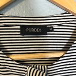 Purdey Womens Striped Button Front 3/4 Sleeve Top‎ Medium Classic Black Photo 1