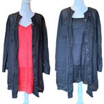 Banana Republic  Semi Sheer Button Up Tunic Top and Tank Set Womens Medium Black Photo 1