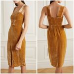 Reformation 💕💕 Emira Velvet Dress ~ Gold 2 NWT Photo 6