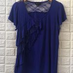 AB Studio AB‎ Studio royal blue ruffle lace tee top Photo 1