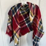 Plaid Blanket Scarf Red Photo 0