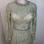 Mac Duggal 491881 Sage Green Gold Long Sleeve Floral Lace Gown Dress Size 6 Photo 4