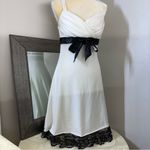 My Michelle  White and Black Pleated Wrap midi dress Photo 9