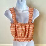Roxy Orange/Pink/White Rouched Crop Top Size Large Photo 3