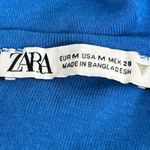 ZARA Women's Blue Short Sleeve Crew Neck Knit T Shirt Tee Crop Top Size M Photo 2