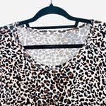 Maurice's 24/7 Cream Brown Leopard Print Crew Neck Long Sleeve Tee Photo 2