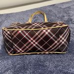 Burberry Blue Label Plaid Tote Bag with Tan Handles Photo 6