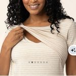 Kindred Bravely Eleanora Bamboo Maternity Nursing Dress M Oatmeal Stripe Beige White Size M Photo 1