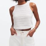Madewell  Crochet Knit Cutaway Tank Cropped Lighthouse Cotton Blend Cream M NWT Photo 1