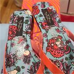Iron fist Colorful Floral Flip Flops with Coral Straps Photo 2
