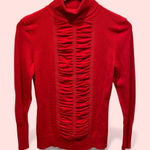 Alfani Cute red stretchy ruched front ribbed turtleneck sweater  holiday dressy Photo 0