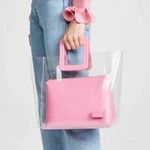 STAUD Shirley Transparent Handbag Tote Leather PVC Clear Pink Medium NWT Photo 1
