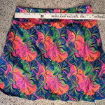 Birdies & Bows Athletic Skort Sz Medium Multicolor Leaf Print Tennis Golf Skirt Blue Photo 3