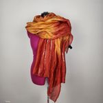 Lounge Scarf Silver Metallic Red Orange Viscose 72x40 Photo 13