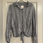 American Eagle  Outfitters Blue Striped Button-Down Shirt Photo 0