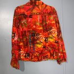 Chico's Chico’s Orange Multicolor Corduroy Button Down Long Sleeve Shirt Jacket Medium Photo 8