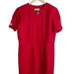 Brooks Brothers Vintage Women Sheath Dress 6 Midi Red Irish Linen Career Luxe Photo 6
