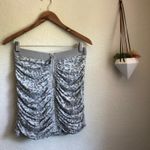 Rebecca Taylor  gray leopard ruched zipper mini skirt LARGE Photo 2