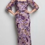 MARCHESA NOTTE Orchid & Rose Embroidered Tulle Cocktail Dress, Purple, 2 (US) Purple Photo 0