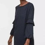 Loft  Green and Blue Checkered Plaid Flounce Puff Ruffle Sleeve Shift Dress Size 2 Photo 0