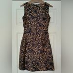 NWT Modcloth Uttam Boutique Navy Blue & Copper Floral Sheath Dress US Size 2/4 Tan Photo 2