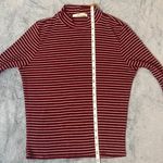 Gaze USA Gaze Maroon And White Stripes Long Sleeve Mock Neck T-shirt Photo 4