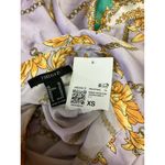 NEW Forever Purple Silk Satin Scarf Chain Floral Button Down Shirt Top Size XS Photo 3