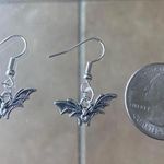 Handmade Vintage Gothic Silver Bat earrings , Y2K Grunge Boho drop and dangle earrings Photo 3