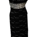 My Michelle  Black Sequin Maxi Long Gown Sz 11 Plunging Neck High Split Photo 4
