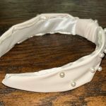Ivory Vegan Leather Faux Pearl Embellished Bohemian Knotted Headband NEW White Photo 6