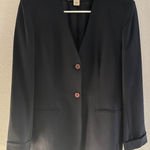 Jones New York Vintage 100% Silk Blazer Women 4 Navy Jacket Oversized Preppy 90s Photo 0