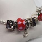 Silver Tone & Red Teacher European Charm Bracelet Photo 2