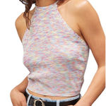 American Eagle  Pastel Knit Crop Tank Small Rib Knit Multi Color Photo 0