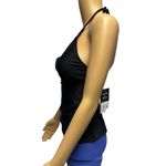 NWT Salt + Cove Black Ribbed Ringing It Beaded High Neck Tankini Swim Top Small Photo 3