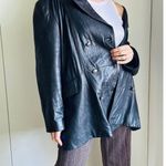 Vintage Lambskin Leather Coat Mens Size Large Black Buttery Soft Double Breasted Photo 11