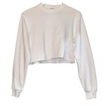 Aritzia Tna Airy Cropped Fleece Sweatshirt White Women's 2XS Oversized Old Money Size XXS Photo 0
