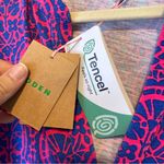 Boden Pink Blue Naomi Print Short Sleeve Dress Womens 22 Knee Length Modest NWT Size undefined Photo 5