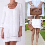Juicy Couture Scalloped Lace Linen Mini Dress Prairie Coquette Small White Photo 1