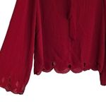Love Riche Embroidered Hem Blouse Womens Size S Tie Back Red Long Sleeves Photo 5
