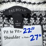 Talbots  Black White Striped Knit Open Front Fringe Cardigan Sweater Women's L Photo 2