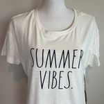 Rae Dunn  "SUMMER VIBES" Short-Sleeve T-Shirt, off White, Women's Size M Photo 2