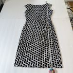 Ralph Lauren Black Ivory Lattice Geo Stretch Ruched Sleeveless Sheath Dress 8 Photo 4