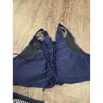 Cupshe  NWT Navy Blue Green White Halter Top Corset Back Bikini Swim Set XL Suit Photo 3