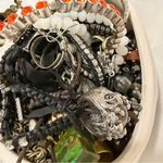 Goth Mystery Jewelry Jar – 3.5 lbs of Jewelry in Ceramic Skull Container Silver Photo 3